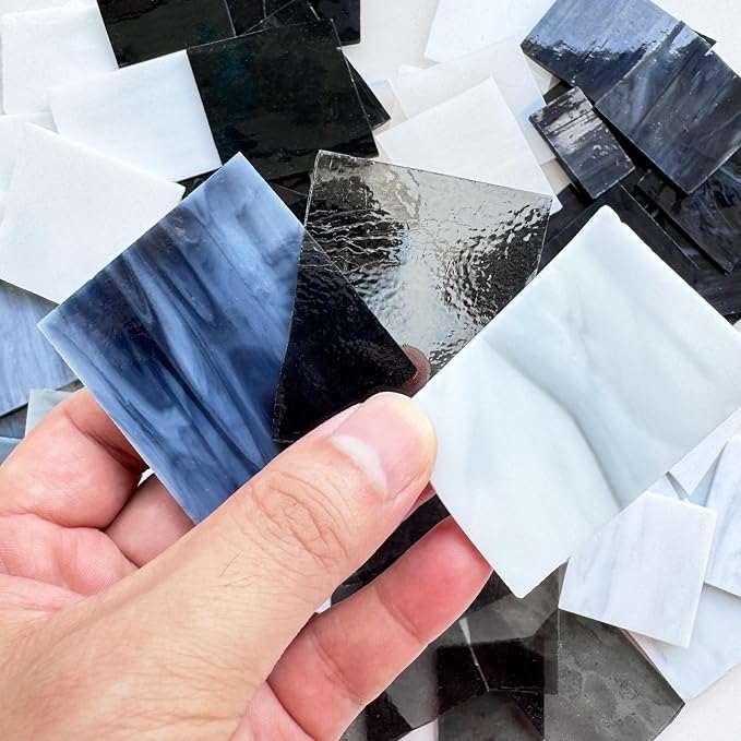 ILLUCKAI 2.2lb Irregular Stained Glass Scraps, Mosaic Glass Pieces, Mosaic Tiles - Image 2