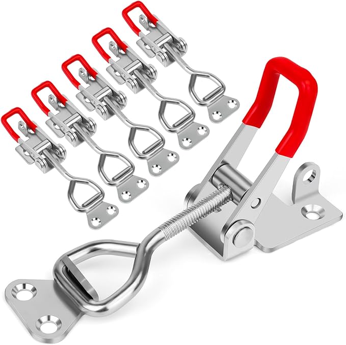 6 Pack Toggle Clamp Latch,550Lbs Holding Capacity 4002 Heavy Duty Adjustable Latch Hardware Toggle Latches with Lock Hole for Woodworking Jigs & Fixtures,Smoker,Tire Carrier,Tool Box,Cabinet