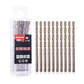 1/8 Inch Cobalt Drill Bit Set (10Pcs), M35 Fully Grounded 5% Cobalt Bits for Hardened Metals, Stainless Steel, Cast Iron and Wooden Plastics, with Storage Box