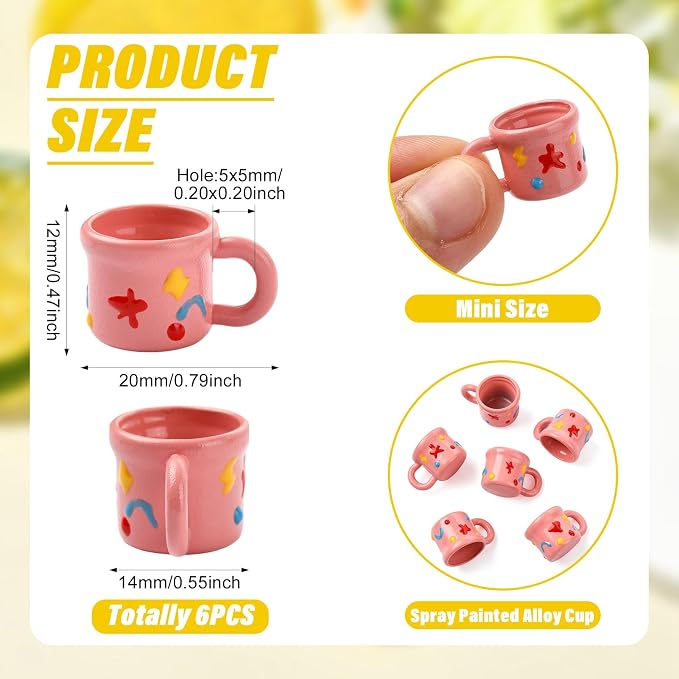 FASHEWELRY 6Pcs Alloy Mini Tea Cups - Image 2