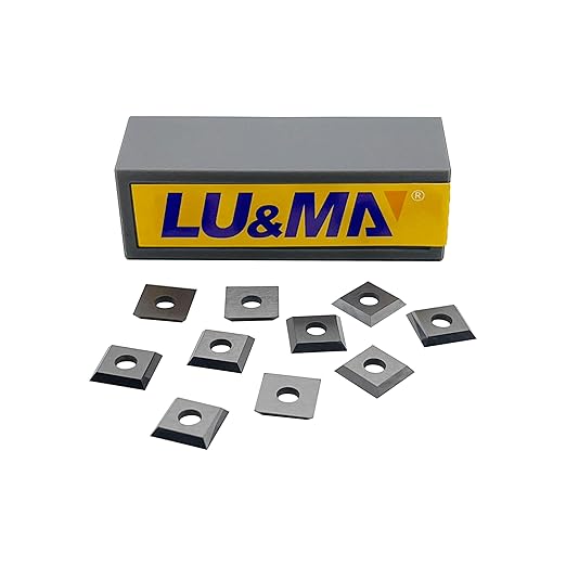 LU&MN 10.5mm Square Straight Tungsten Carbide Cutter Inserts 10.5×10.5×1.5mm-35° Designed for Spiral/Helical Planer Cutter Head Wood Turning Tools, 10pcs