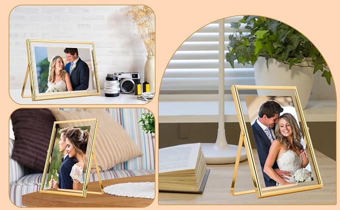 Gold 5x7" Floating Frame 2pack for Photo Sizesfor Adjustable Tabletop/Shelf - Image 8