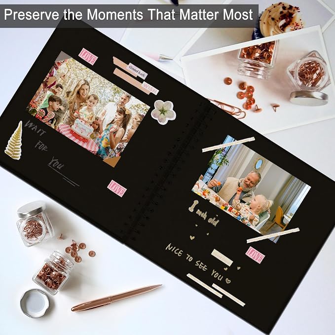DIY Scrapbook Album 7x7 Inch, Hardcover Kraft Paper Scrap Book Photo Album - Image 4