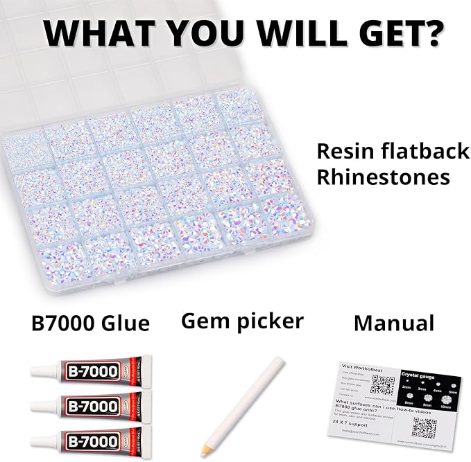 33000Pcs White AB Rhinestones for Bedazzling, Iridescent Different Sizes 2 - Image 2