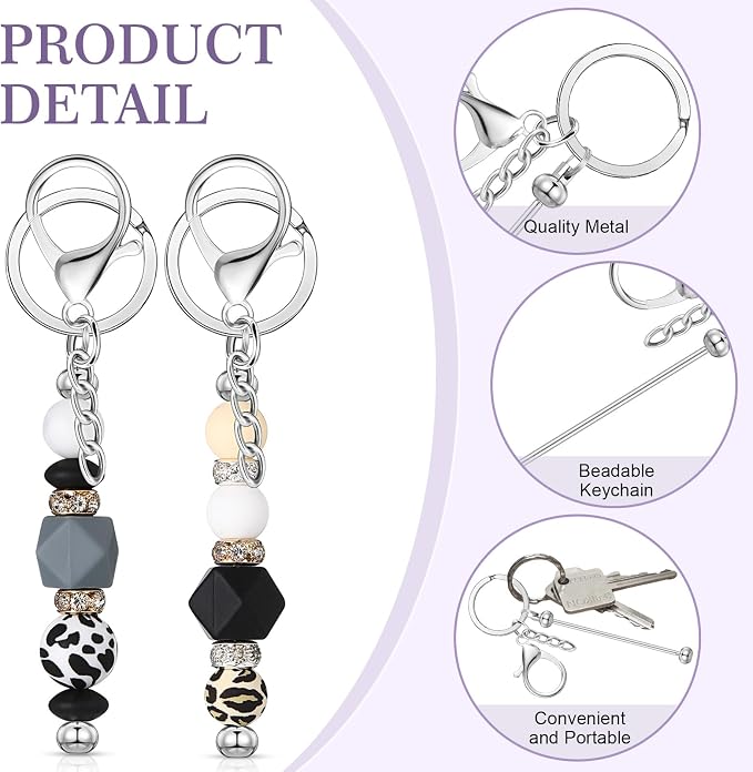 Tondiamo 24 Pcs Beadable Keychain Bars Bulk Beads - Image 3