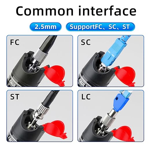 2pc Fiber Optic Visual Fault Locator VFL Fiber Optic Cable Tester with 2pcs Singlemode 9/125um FC Male to LC Female Adapter, Red Switch (Mode Number: VFL-50)