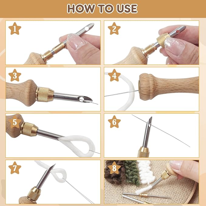 Punch Needle Kit with Storage Box, Adjustable Punch Needle Tool with 5 - Image 6