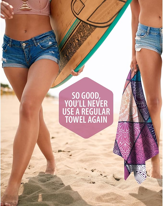 VENTURE 4TH Microfiber Beach Towel: Quick-Dry, Compact, Sand-Free, Absorbent, Sandproof and Lightweight - Perfect for Camping, Beach, and Roadtrips (Bohemian Summer Design | 35x78 inches)
