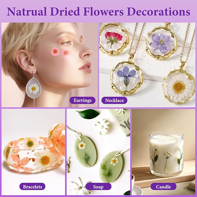 NESCCI 247 Pcs Dried Flowers for Crafts, Real Natural Dried Pressed Flowers in - Image 7