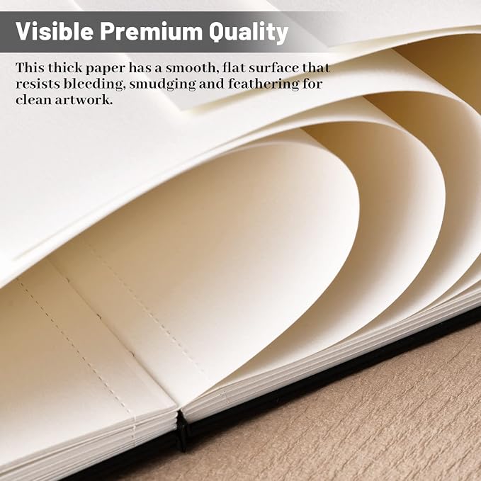 Hardcover Sketch Book 9" x 12", Sketchbook Drawing Pads, 160GSM Thick Smooth - Image 6