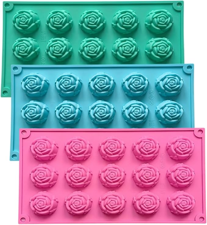 3 Pack Rose Silicone Mold Set, Reusable Flexible Flower Silicone Mold by EWUHRY