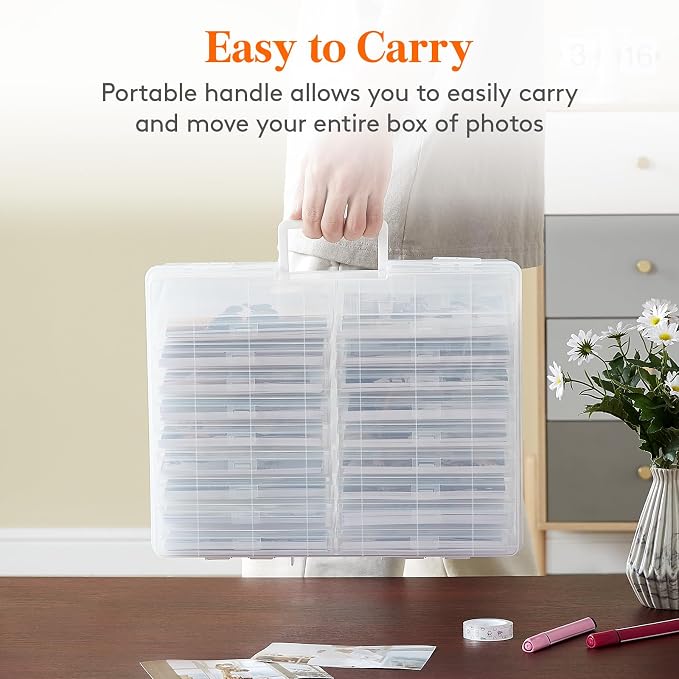 Lifewit 4x6 Photo Storage Box, Plastic Craft Storage Box - Image 8