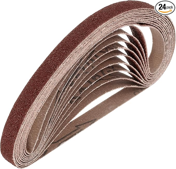 HARFINGTON 3/8 x 13 Inch Sanding Belts, 24 Pcs 40 Grits Aluminum Oxide Abrasive Belt Sander File Belt for Woodworking, Metal Polishing, Knife Sharpener