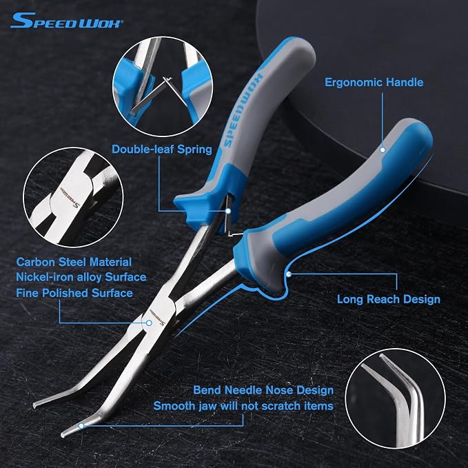 SPEEDWOX Long Reach Bent Needle Nose Pliers - Image 2