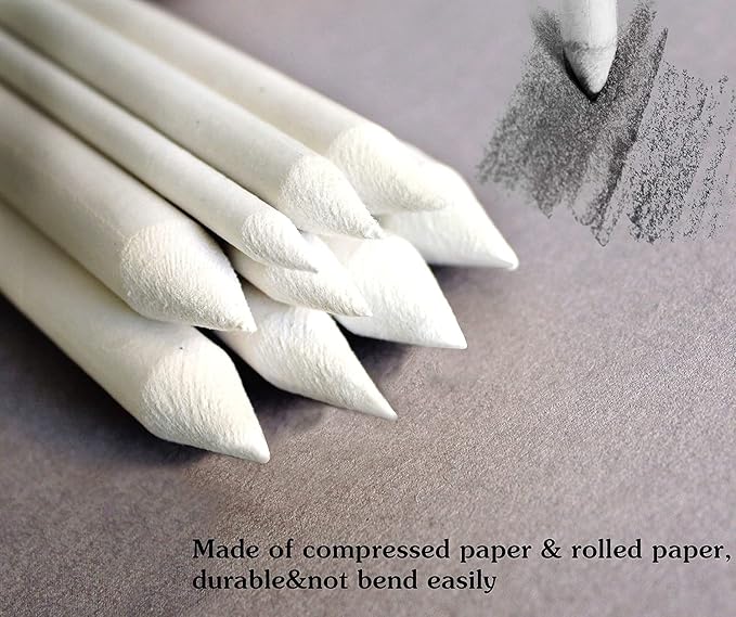 N NOROCME 10 PCS Blending Stumps, Sponge Pens and Sandpaper Pencil Sharpener | - Image 6