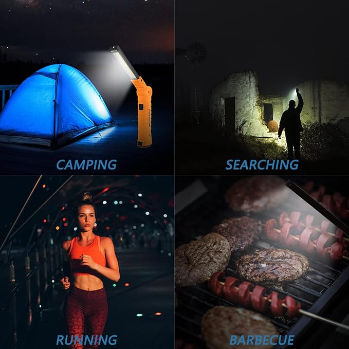 4 Pack WorkLights Tools for Mens Dad Gift,LED Rechargeable Magnetic Flashlights with Hook 360° Rotate 5 Modes Emergency Light for Mechanic, Automotive,Camping and Christmas Birthday Gift