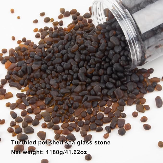 Sea Glass Stones for Crafts About 2.75LB Dark Brown Glass Pebbles Gemstones - Image 4