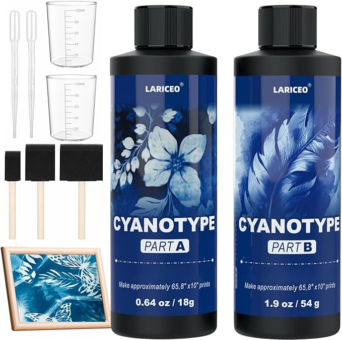 Cyanotype Solution Kit with 7 Tools, Cyanotype Chemicals Sensitizer Set by LARICEO
