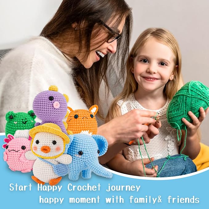 Gerute 6Pcs Crochet Kit for Beginners, Crochet Animal Kit - Image 6