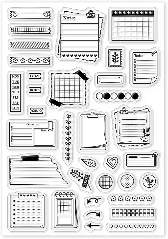GLOBLELAND Calendar Label Theme Transparent Stamps Gridlines Clear Stamp Seals - Image 8