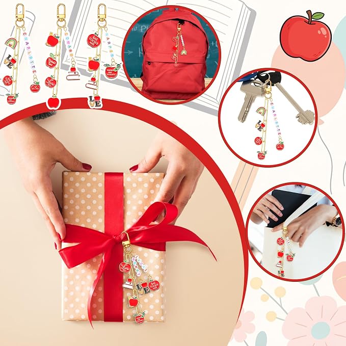 CraftyDream 558 Pcs Teacher Charm Keychain Making Kit Back to School Thank You - Image 5