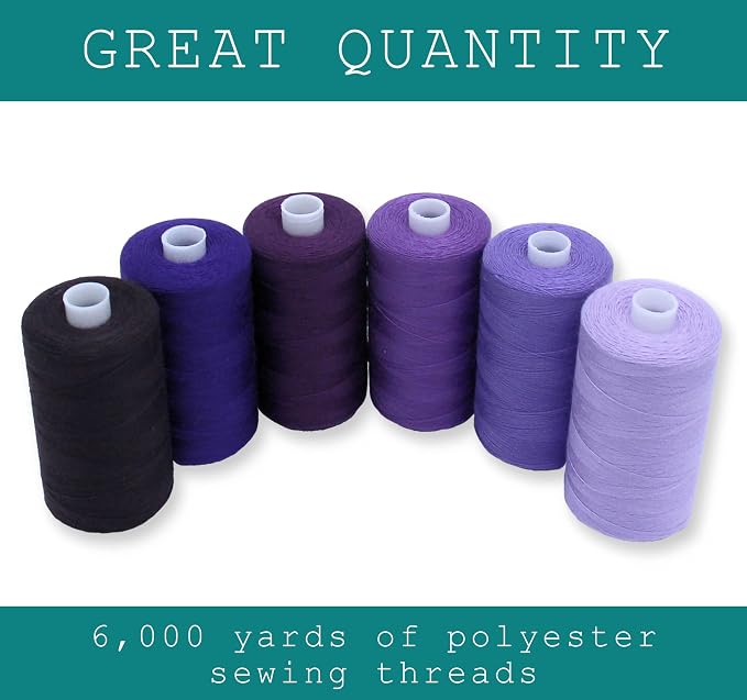 BlesSew Sewing Thread in Purple Color Tones – 6 Spools of Polyester Thread - Image 2