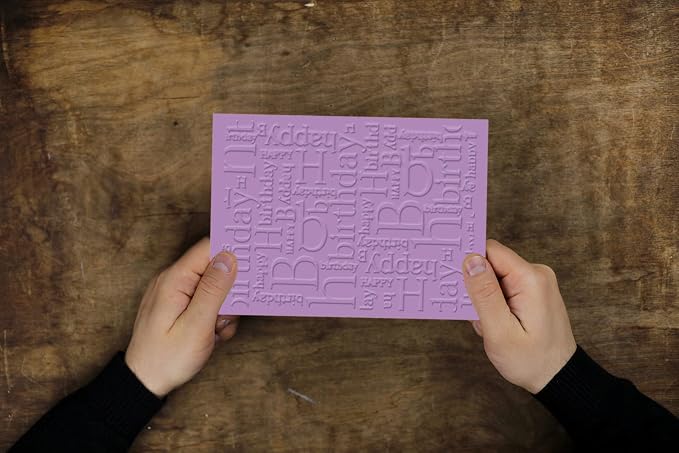 3-D Textured Impressions Background Embossing Folder, Happy Birthday Words - Image 3