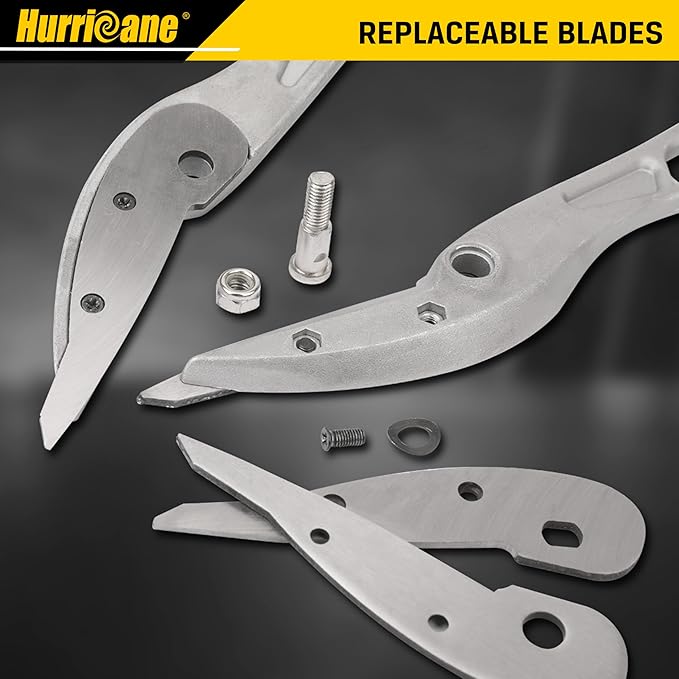 HURRICANE 12 inch Aluminum Metal Cutter with Replaceable Blades, Heavy-Duty Straight Cut Aluminum Snips, Large Handle Metal Shears for Cutting Tin, Copper, Vinyl, Steel, and Stainless Steel