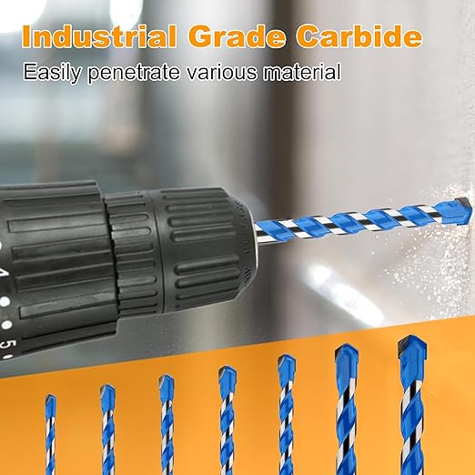Concrete Drill Bit Set & Masonry Drill Bit Set, Professional Carbide Drill Bits Tip (7 PCS) for Glass/Brick/Plastic/Cement/Tile, 5/32"-3/8" by TITGGI