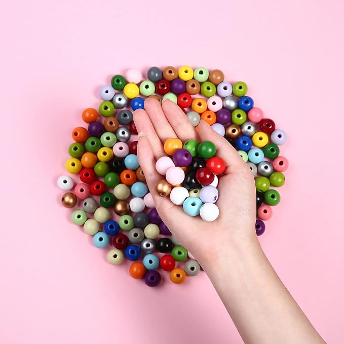 230PCS 16mm Colorful Round Wooden Beads - Image 3