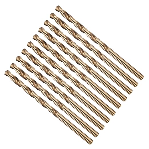 Drill Bit, #18 Cutting Diameter, 4341 HSS Gold Finish 135° Cutting Angle Number Jobber Bits - (Applications: for Drilling Soft Metal Plastic Wood), 10-Pieces