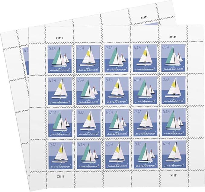 United States Postal Service Sailboats 2023 Blue Rectangular Postcard Stamps by United+States+Postal+Service