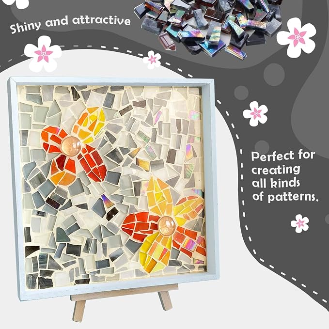 LITMIND 1.1LB Black Mixed Irregular Glass Scraps Mosaic Tiles - Image 3