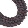 60pcs Natural Matte Red Flower Gemstone Beads，6mm Frosted Round Loose Stone by Yochus