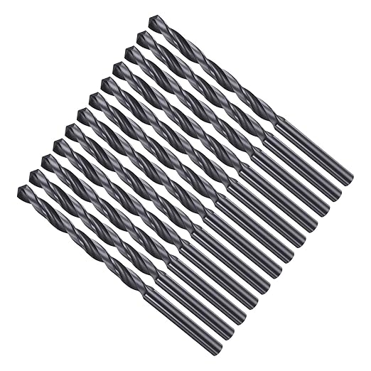 Drill Bit, 4.5mm Cutting Diameter, 4241 HSS Nitriding Black 118° Cutting Angle Versatile Jobber Bits - (Applications: for Drilling Plastic Wood Soft Metal), 12-Pieces