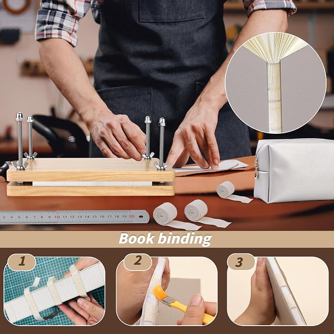 JUPEAN 45 Pcs Book Binding Kits Bookbinding Kit Book Press 7.9”x11.6” - Image 7