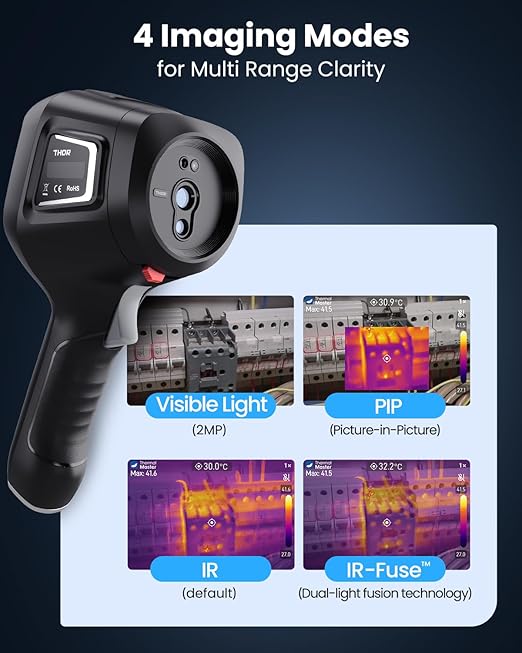 Handheld Thermal Imager, 640×480 3.5" IPS Screen, 512×384 X³ IR Resolution, -4℉ to 1022℉, Infrared Imager with Fusion Imaging, Thermal Imaging Camera with 2MP Visual Camera(Thor 002)