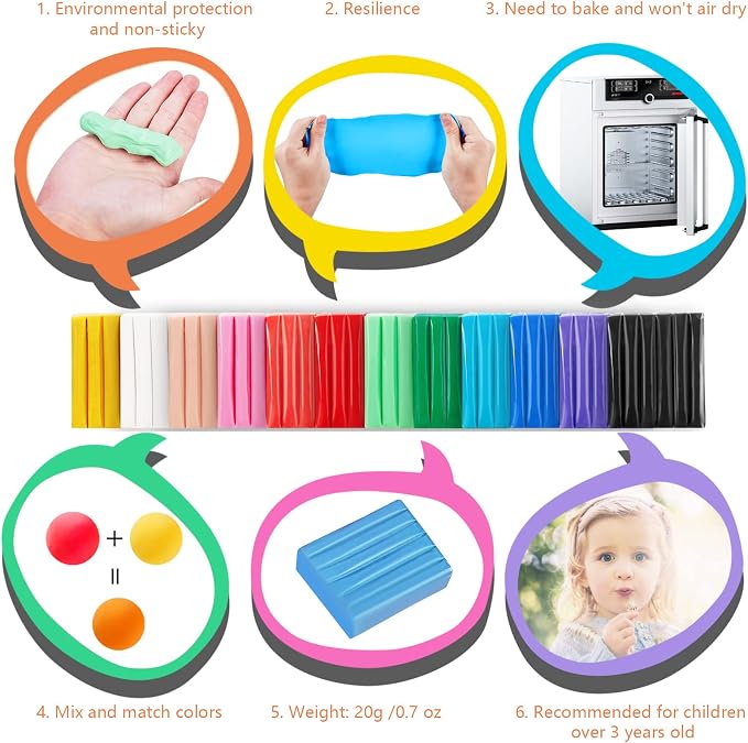 CiaraQ Polymer Clay Kit, Mini Modeling Clay Set | - Image 6