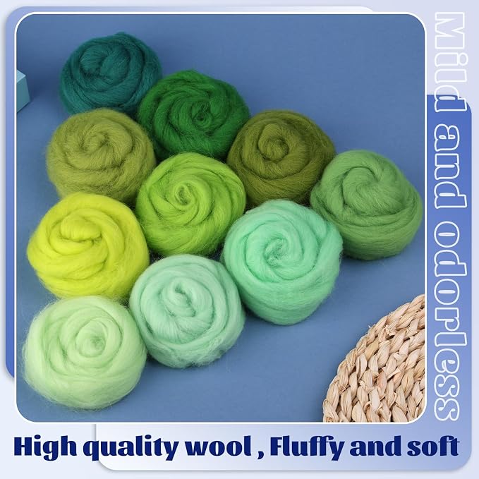 Mayboos 10 Colors Needle Felting Wool, Fiber Wool Yarn Roving, Spinning Wool - Image 3
