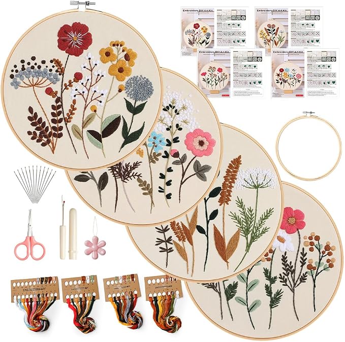 wtisan Embroidery Kit, 4 Sets Embroidery Kit by wtisan