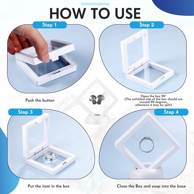 60 Pcs 3D Floating Display Case PE Film Jewelry Storage Box Coins Display Frame - Image 2