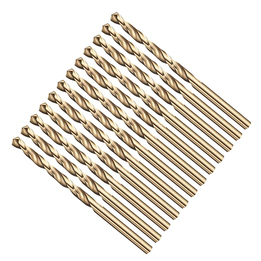 Drill Bit, 3/64" Cutting Diameter (1.19mm), 4241 HSS Black and Gold 118° Cutting Angle Versatile Jobber Bits - (Applications: for Drilling Plastic Wood Soft Thin Metal), 12-Pieces