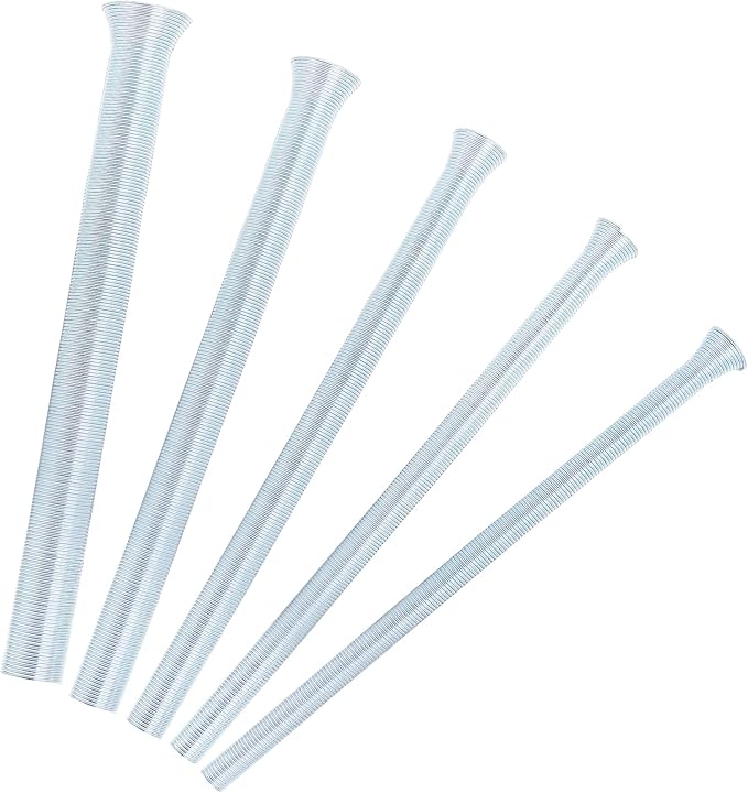 Spring Tubing Benders Kit for Pipe O.D. 1/4", 5/16", 3/8", 1/2", and 5/8", Tube Bender Set for Copper, Aluminum and Thin Wall Steel Tubing, 7.9" / 200mm Length, Pack of 5