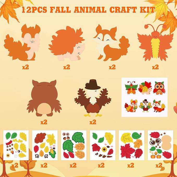 DERAYEE 12PCS Fall Animal Craft Kit - Image 3