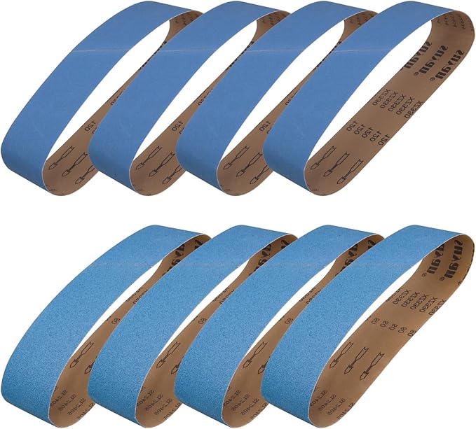 4 x 36 Sanding Belts, 4x36 Inch Zirconia Sanding Belts, 2 Each of 40/60/80/120 Grits Sander Belts Assortment for Belt Sander, Metal Polishing, 8 Pack