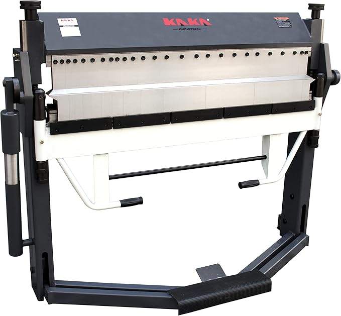 KAKA INDUSTRIAL Pan and Box Brake, 50-inch Sheet Metal Brake Machine with Fingers, 16-Gauge Mild Steel Capacity Box and Pan Brake with Foot Clamp, 0-150° Folding Angle PBB-5016/3SH