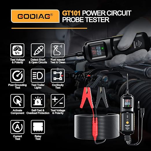 Multifunctional Power Circuit Probe Tester DC Voltage 12V to 40V, 20FT Extension Wire, Grounding Testing, Component Activation, Short Circuit Positioning, Continuity Testing