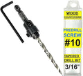 FTG USA Adjustable Wood Countersink Drill Bit #10 (3/16") with Tapered Drill Bit for Woodworking
