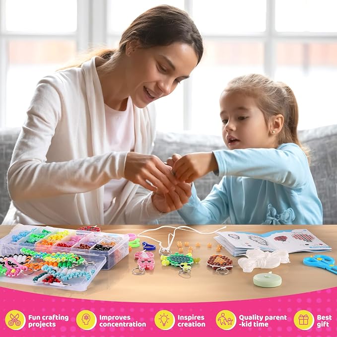 Funtopia Beads for Crafts, Pony Beads Keychain Making Kit, Bead Pets Art Crafts - Image 4