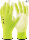COOLJOB 60 Pairs Safety Work Gloves Pack Bulk with Grip PU Coating, 13 Gauge Seamless Knit Gloves with Polyurethane Dipped for Warehouse Working, Breathable Lightweight for Men Women, Yellow Medium